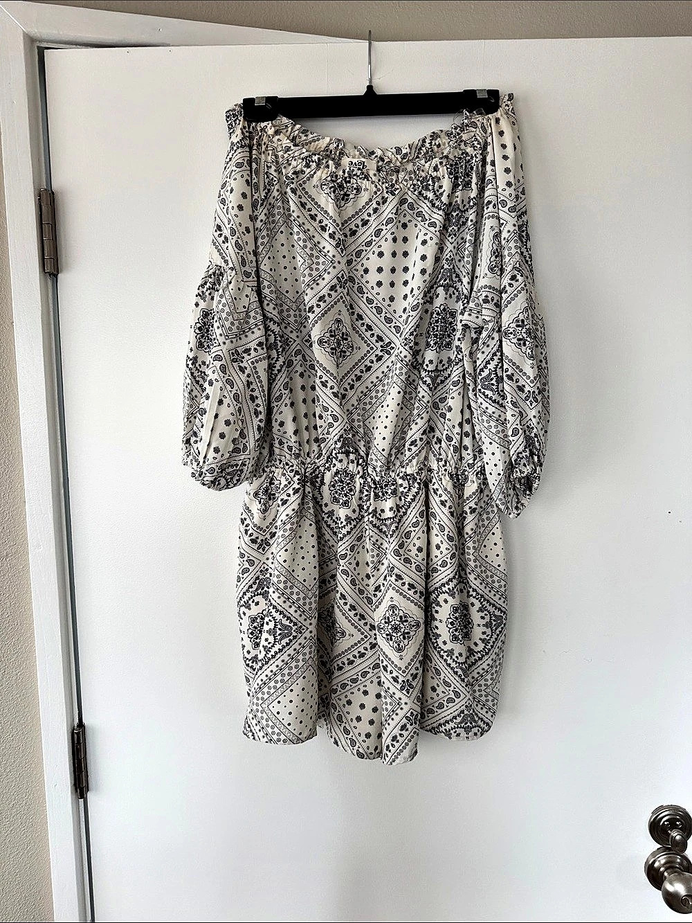 Made With Love Paisley Mini Dress in White & Black Like New